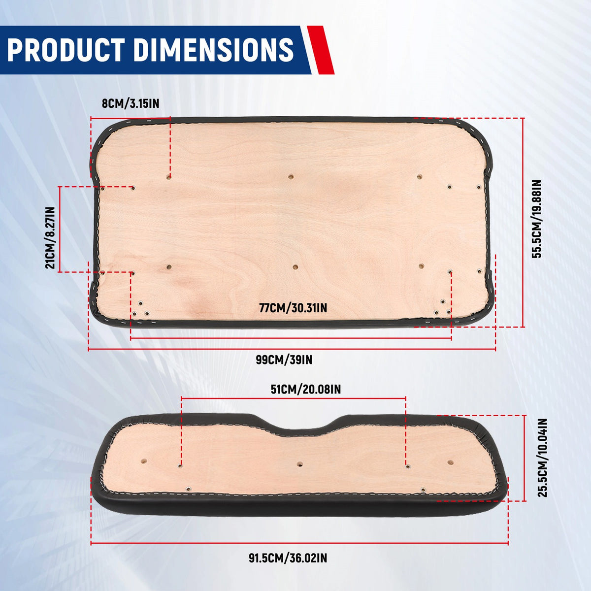 Front Seat Cushion Set for EZGO Medalist TXT Golf Cart - OE Replacement, Hardware Included