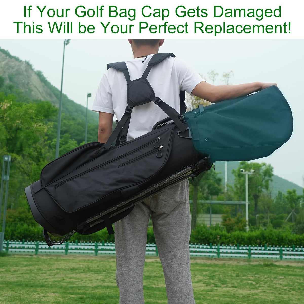 Golf Bag Rain Cover Waterproof Hood with Snap Buttons Universal Fit
