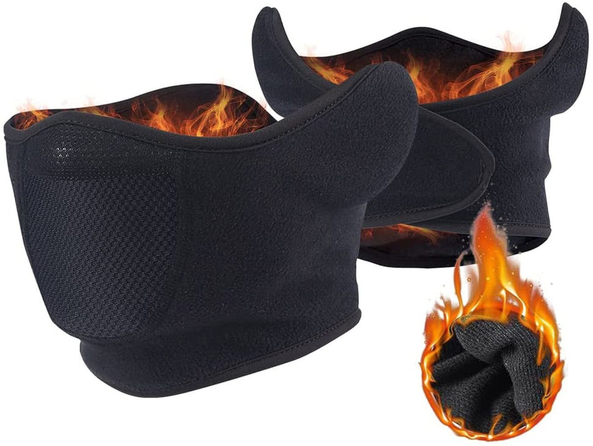 Black Winter Thermal Face Mask with Ear Warmer for Cold Weather Ski Motorcycle