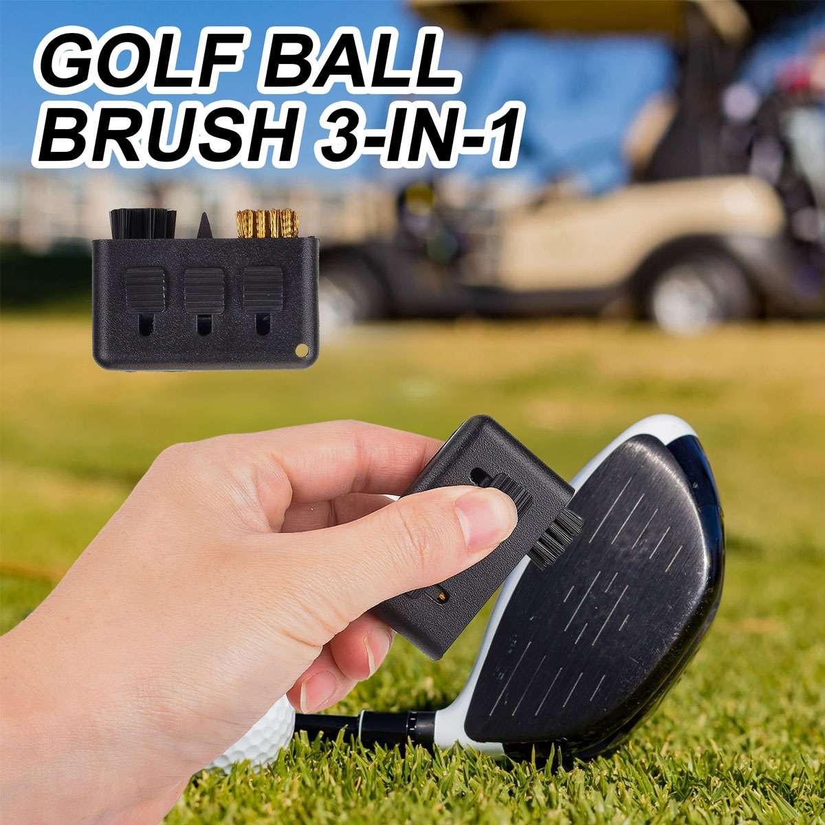 3-in-1 Portable Golf Club Cleaner Brush Retractable Pocket Accessory