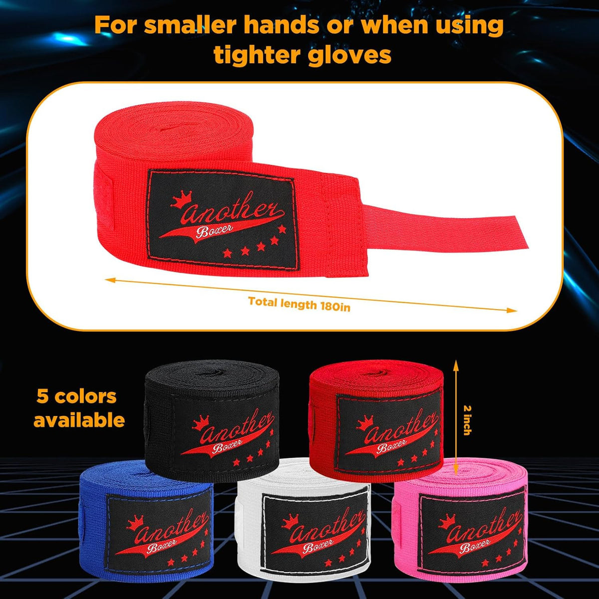 Boxing Hand Wraps 10 Pairs 180 Inches Elastic MMA Kickboxing Muay Thai Gear