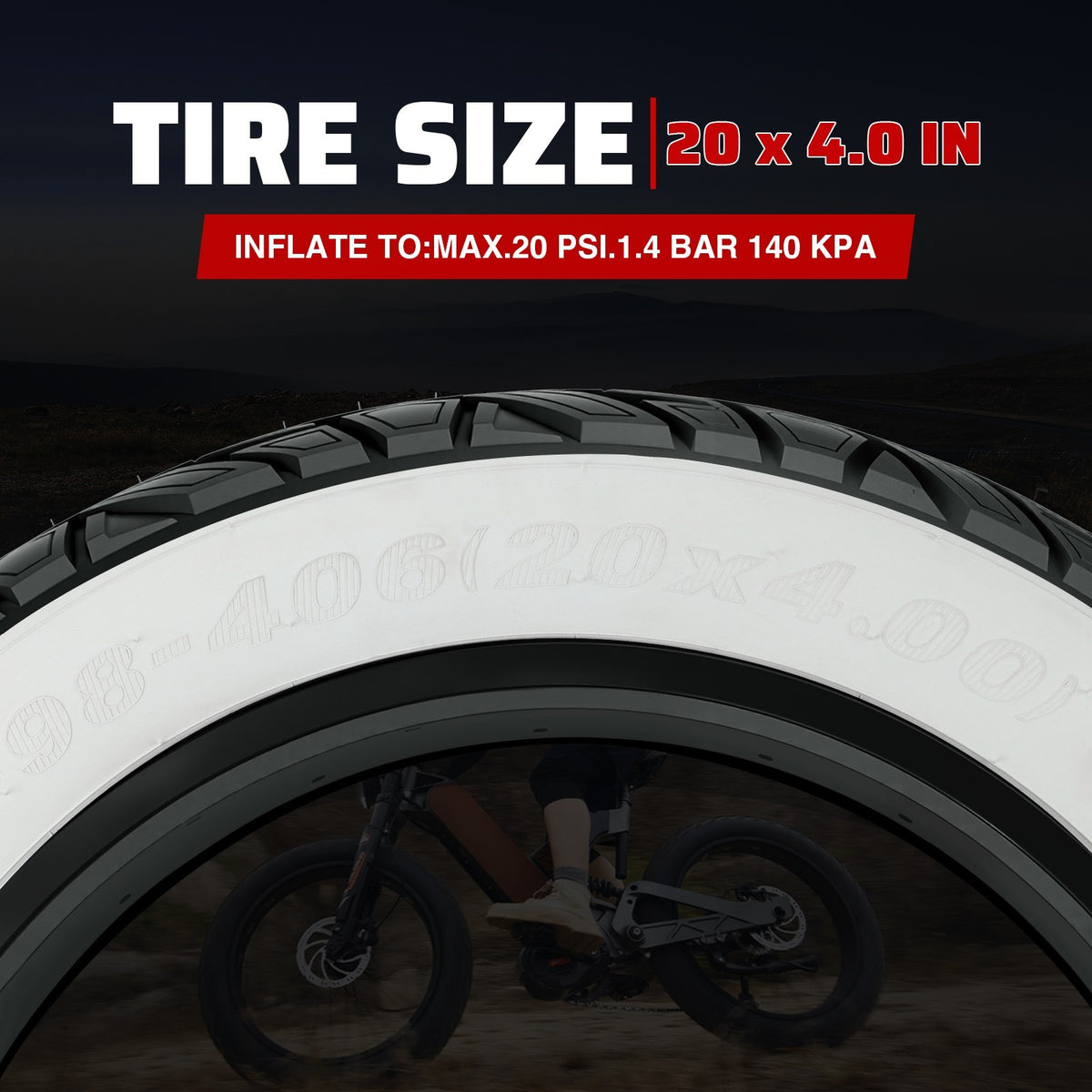 20x4.0 Electric Fat Tire for E-Bikes and Tricycles - 2 Pack