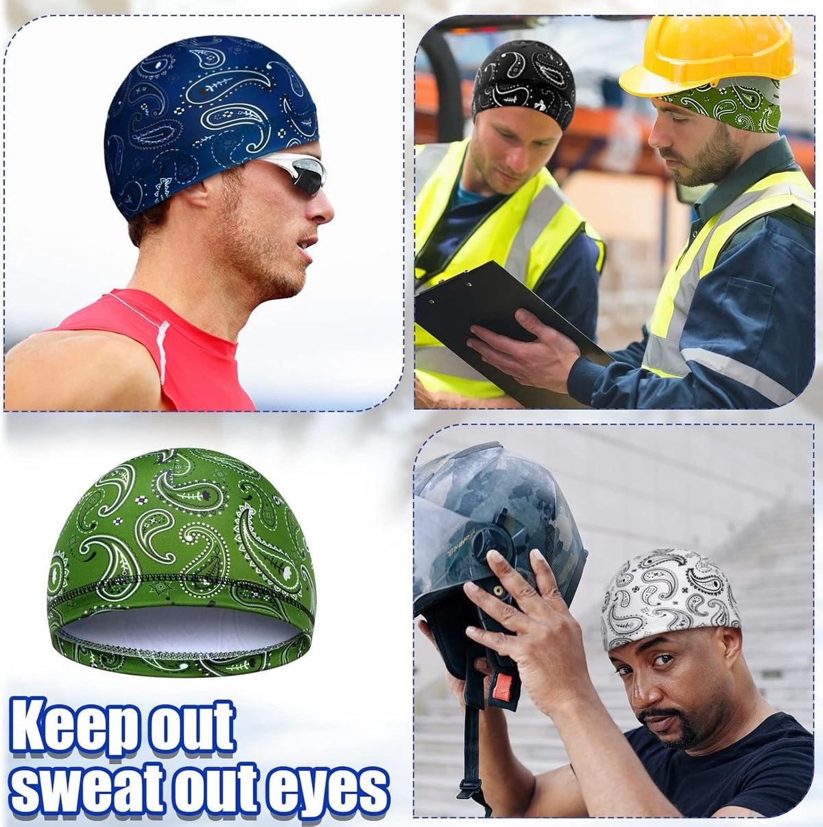 Cooling Skull Cap Helmet Liner - Sweat-Wicking Beanie for Men Women