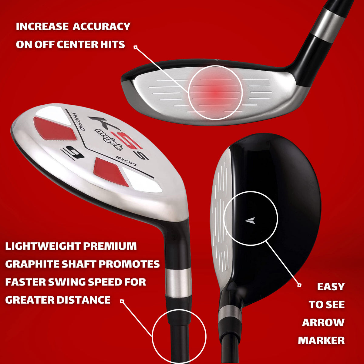 Senior Flex Hybrid Golf Club - Custom Made K5s Graphite Shaft Right Hand