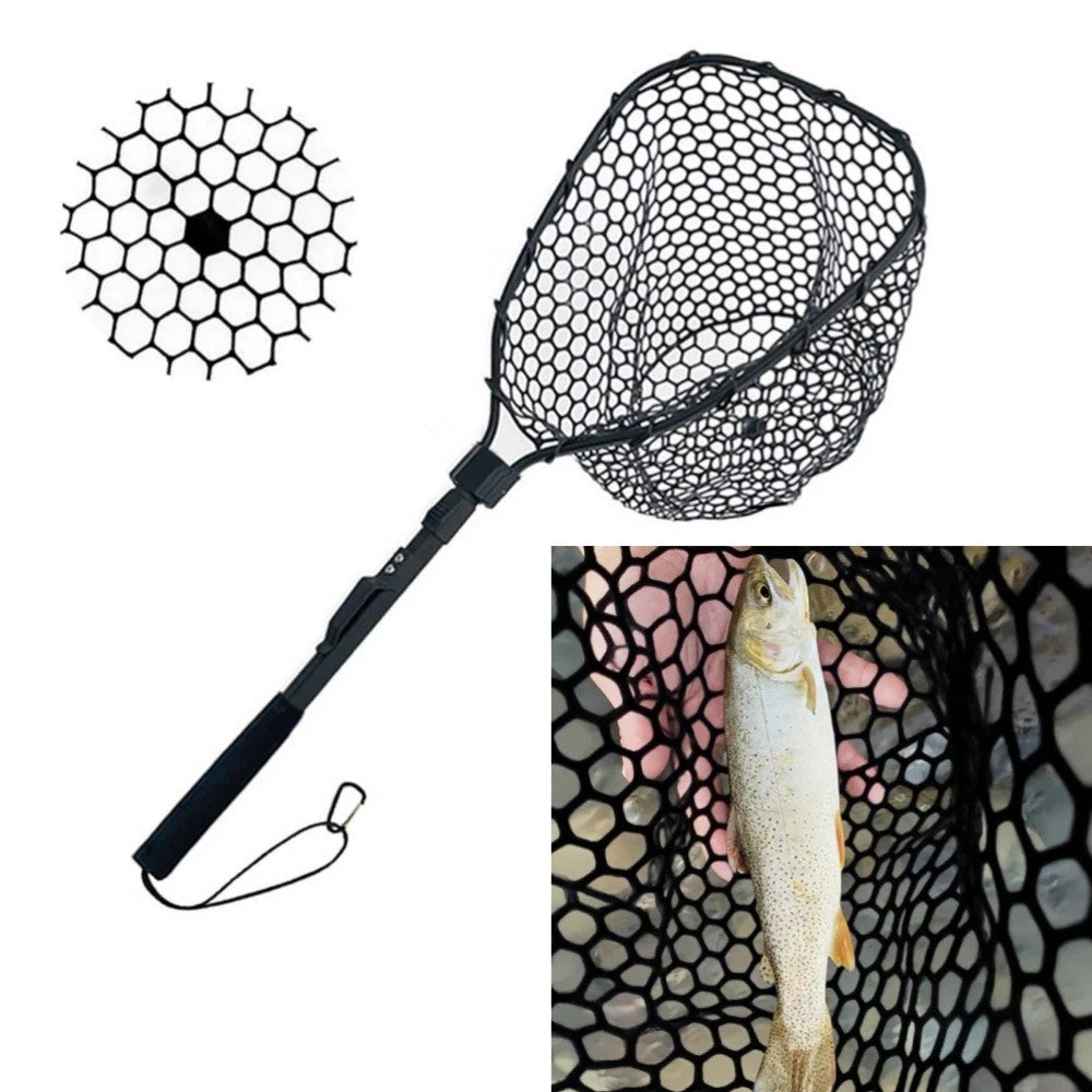 Fly Fishing Landing Net with Soft Rubber Mesh – Lightweight, Collapsible, Durable