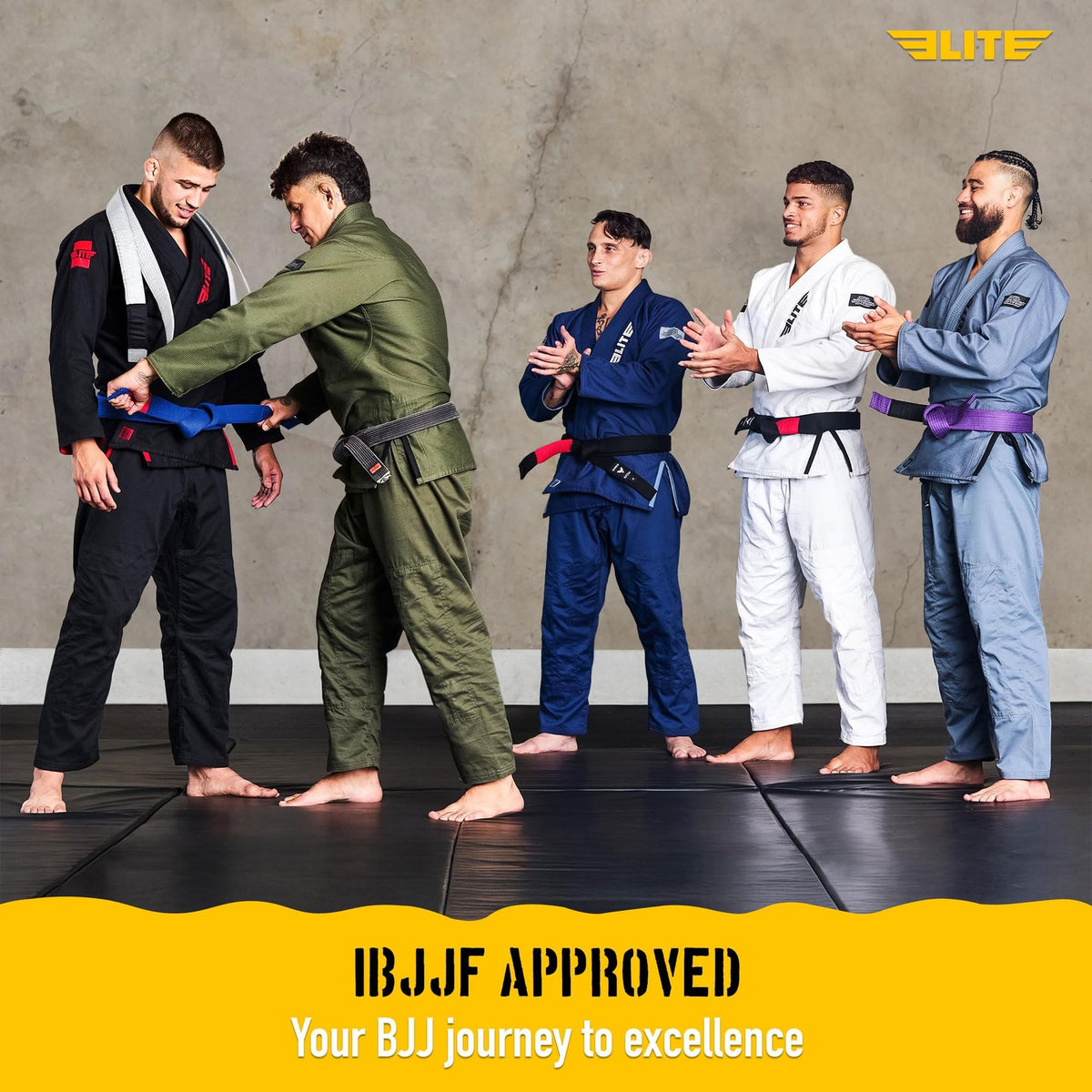 IBJJF Approved Brazilian Jiu Jitsu Belt for Adults Men & Women - Lightweight Cotton with Ranking Stripes