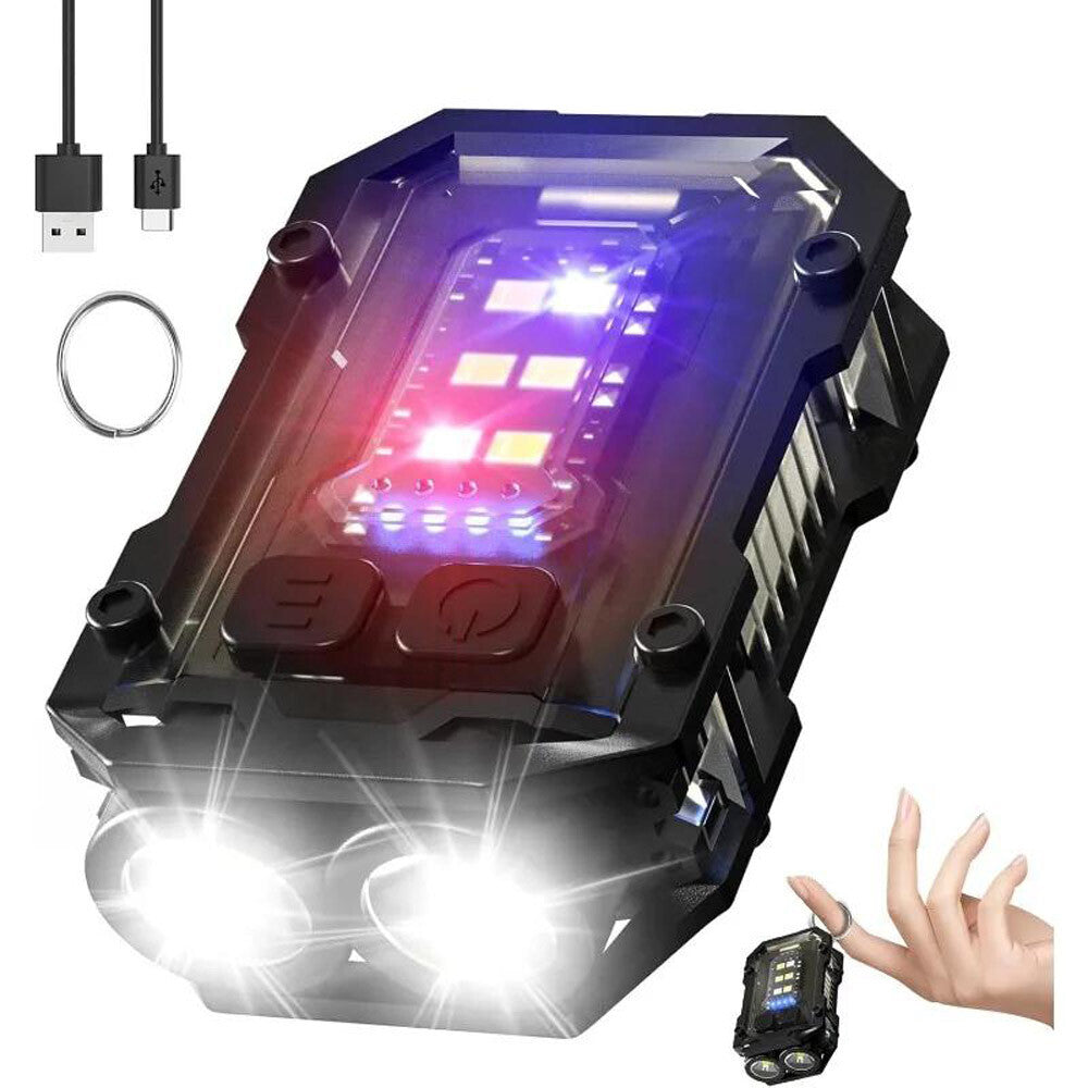 2PCS Rechargeable Mini LED Keychain Flashlight with COB Portable Light