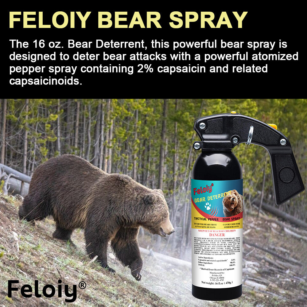 Bear Deterrent Spray - 16 oz, 32 Feet Range, Legal Formula for Wildlife Safety