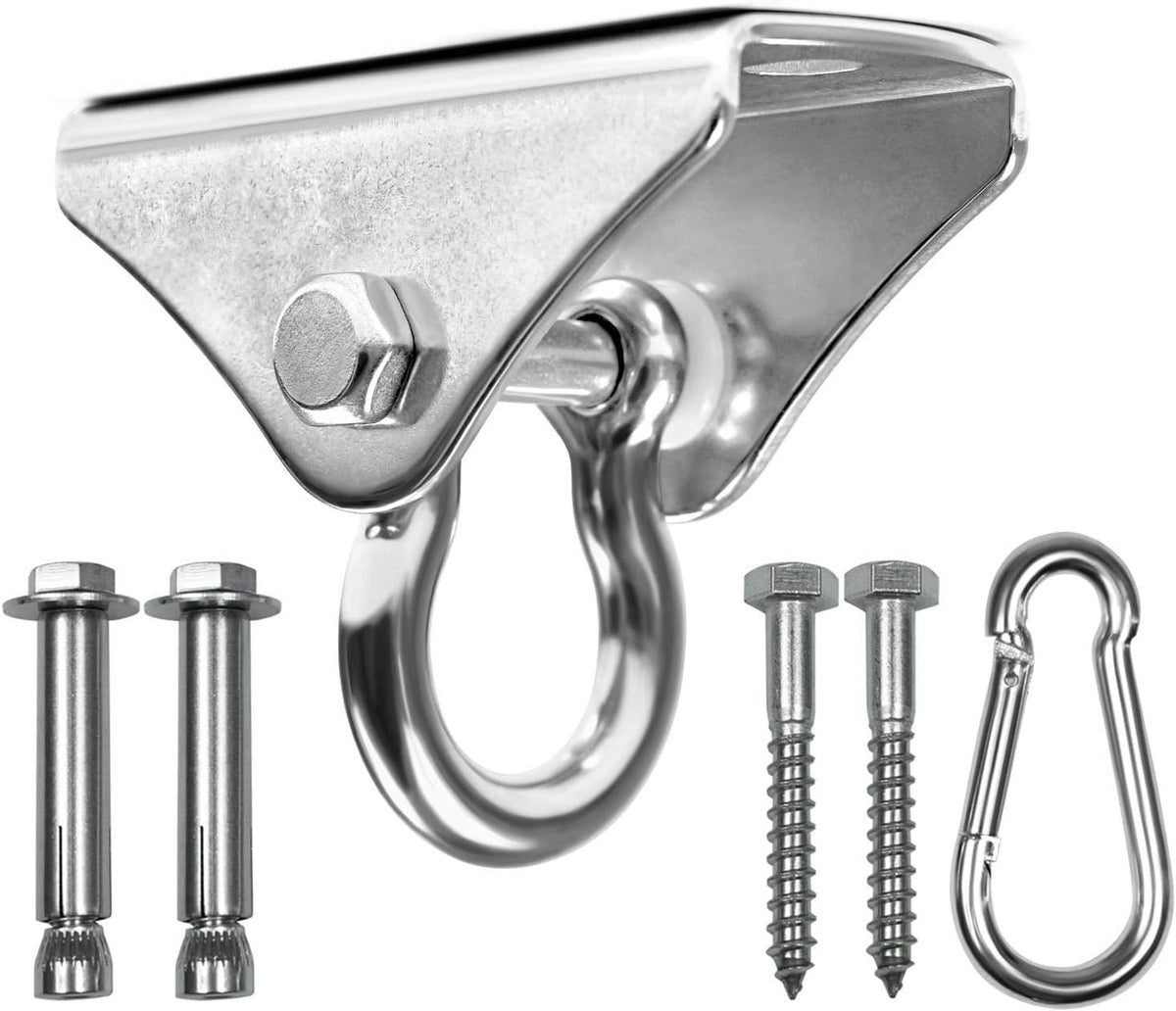 Stainless Steel Punching Bag Hanger with Swivel Chain and Snap Hooks - Heavy Duty Gym Equipment