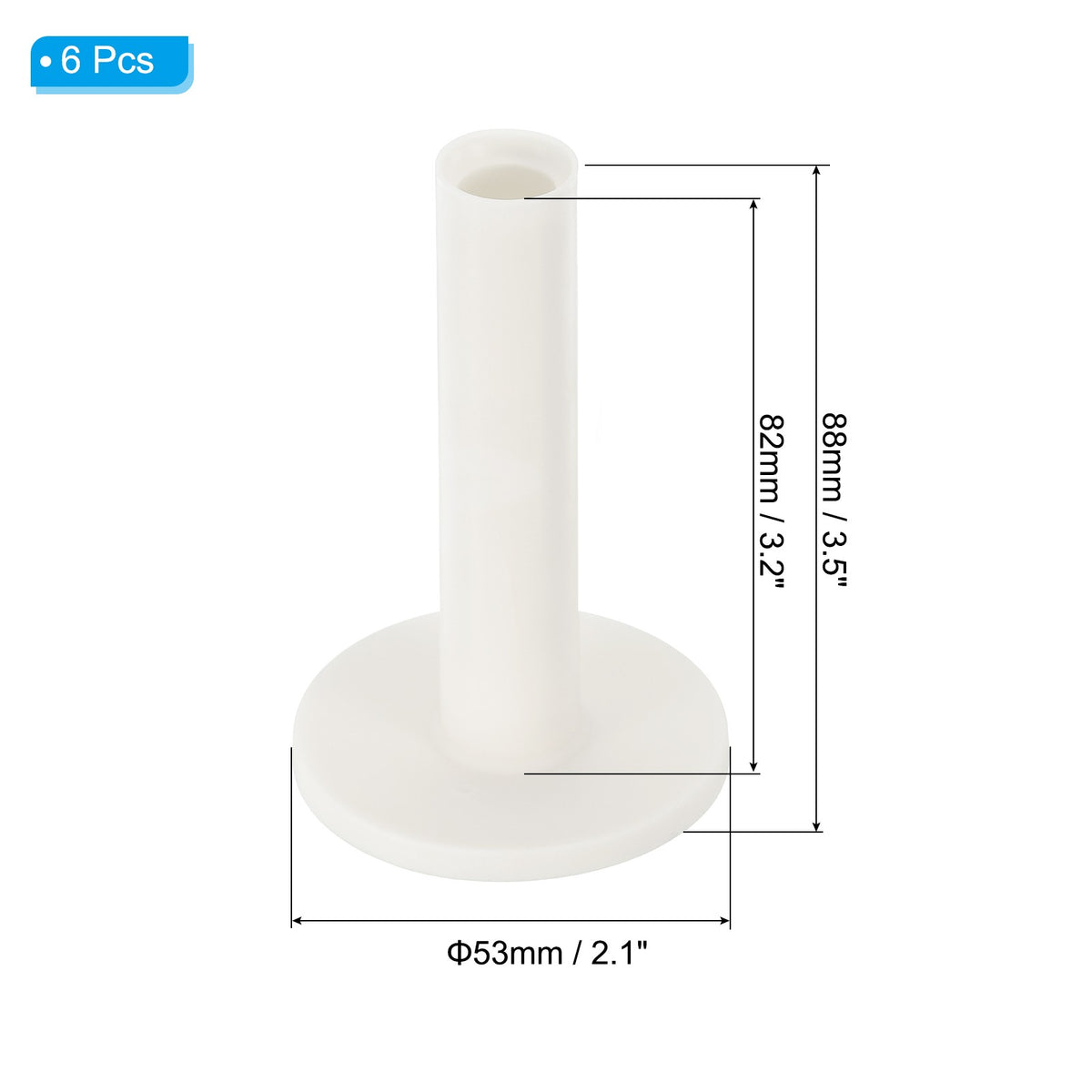 6 Pack 3.5-Inch Rubber Golf Tees Tall Practice Driving Range Tees White