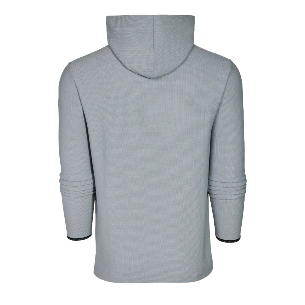 Waffle Knit Hoodie for Men - Casual Performance Pullover with Silicone Wolf Accent