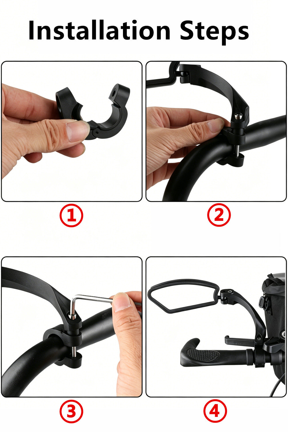 Cycling Rear View Mirror Pair - Rotatable Wide Angle Handlebar Bike Mirrors