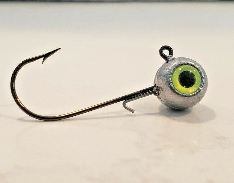 Unpainted Fish Jig Heads with 3D Eyes - Multiple Weights & Colors, Pack of 5