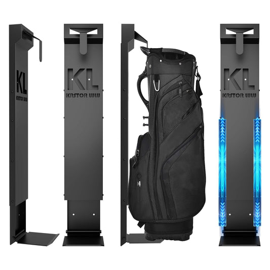 Wall Mount Golf Bag Storage Holder for Garage - Heavy Duty Carbon Steel, Adjustable, Space Saving