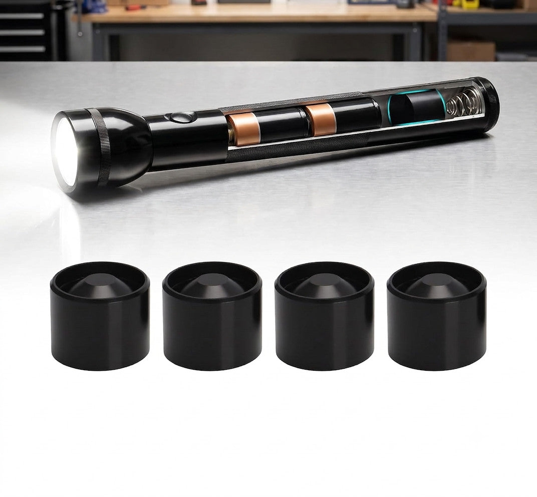Maglite D Cell Flashlight Hidden Storage Cups - Anodized Aluminum Set of 4