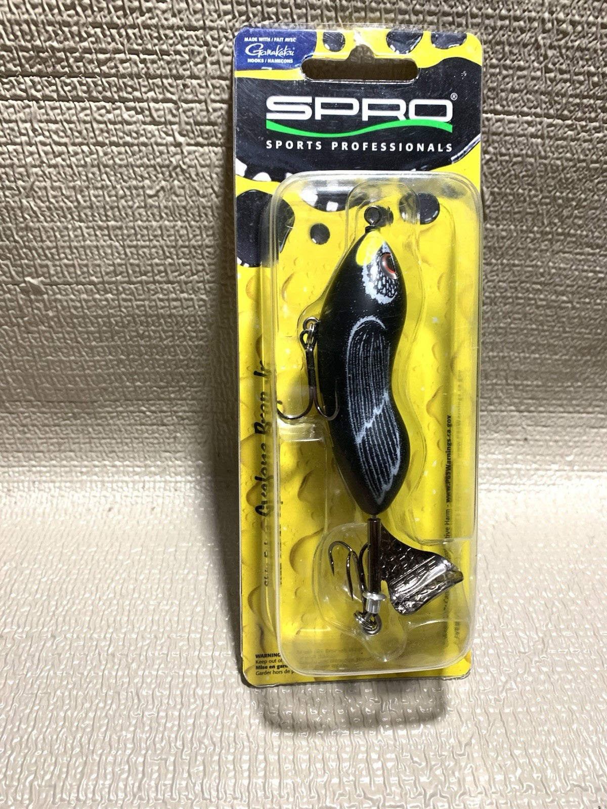 Topwater Fishing Lure - 5/8 oz Black Duck Prop Bait, 80mm
