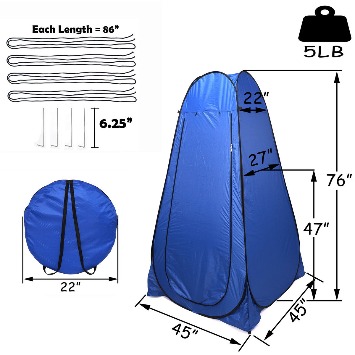 Portable Privacy Tent for Shower & Changing Rooms Outdoor Camping Beach