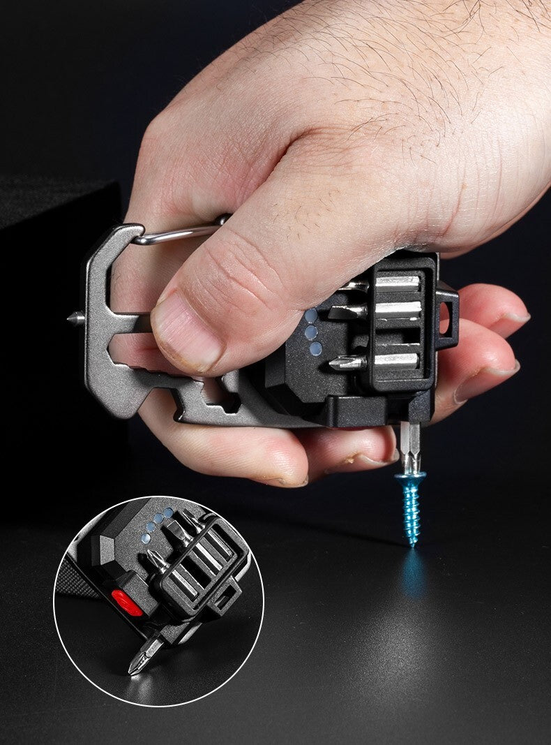 Rechargeable COB Keychain Flashlight with 6 Modes, Emergency Tools & Waterproof