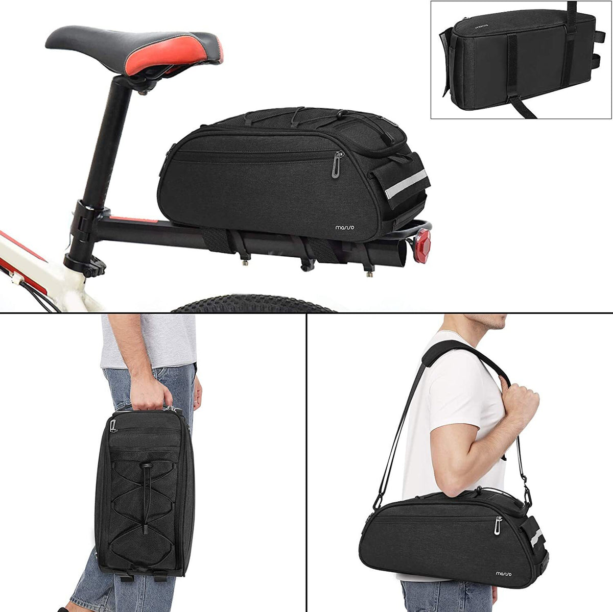 Waterproof Bicycle Rack Bag with Large Capacity and Reflective Strip - Rear Seat Pouch for Cycling