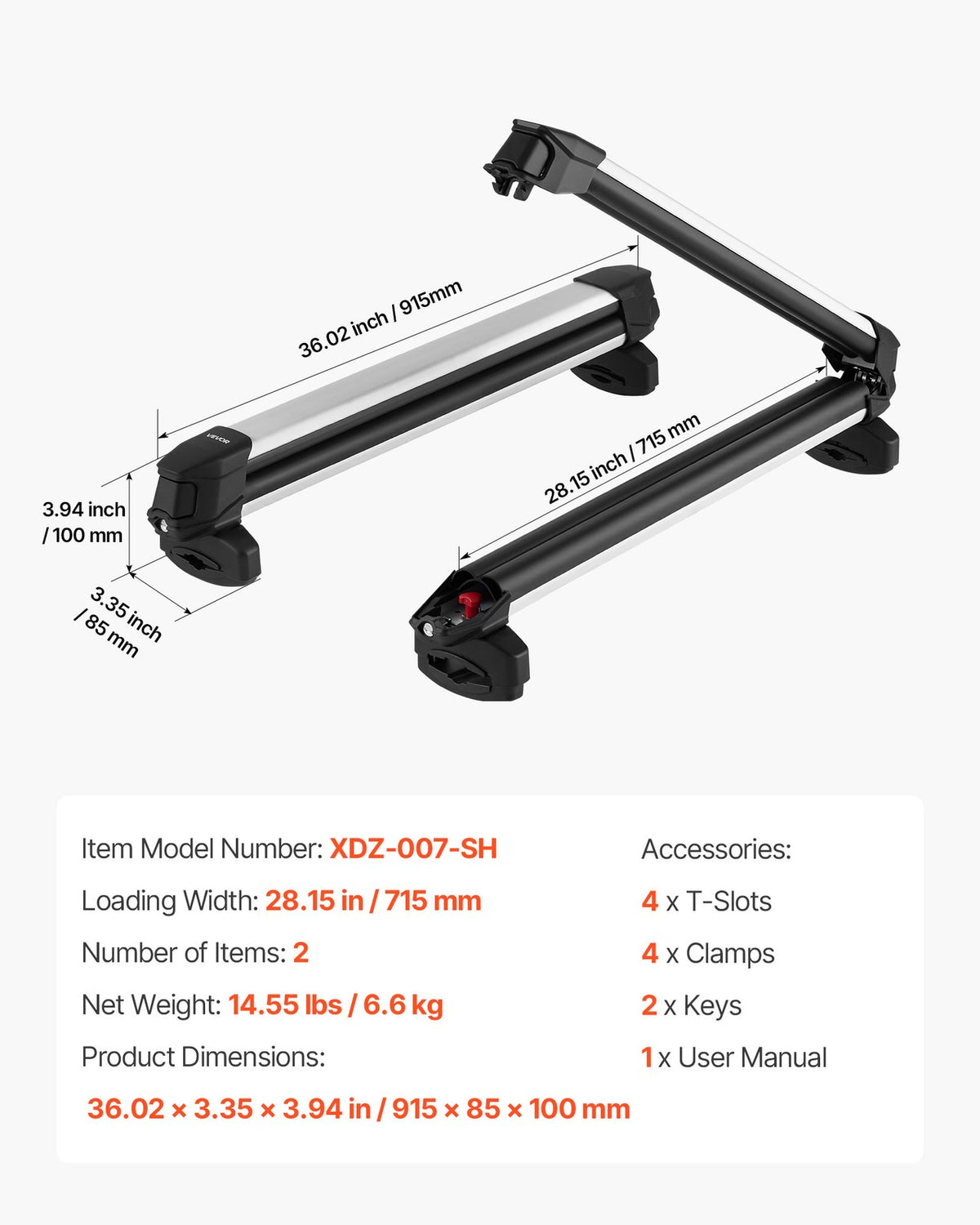 Universal Ski Snowboard Roof Rack Carrier Fits 6 Skis or 4 Snowboards