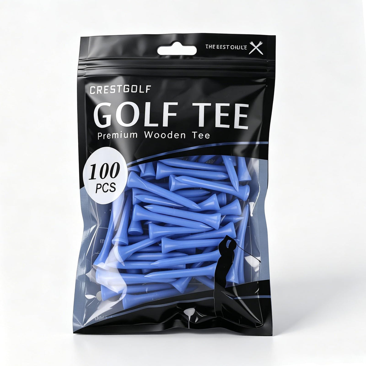 Wood Golf Tees 2-1/8 Inch Pack of 100 - Solid Hardwood Blue