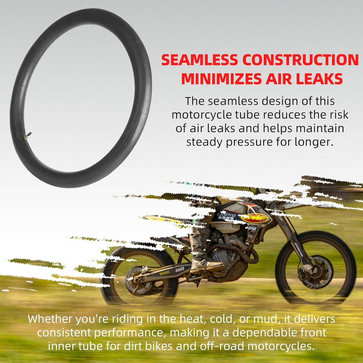 Heavy Duty 21-Inch Dirt Bike Inner Tube for Off-Road Motorcycles - 90/90-21, 80/100-21 Sizes