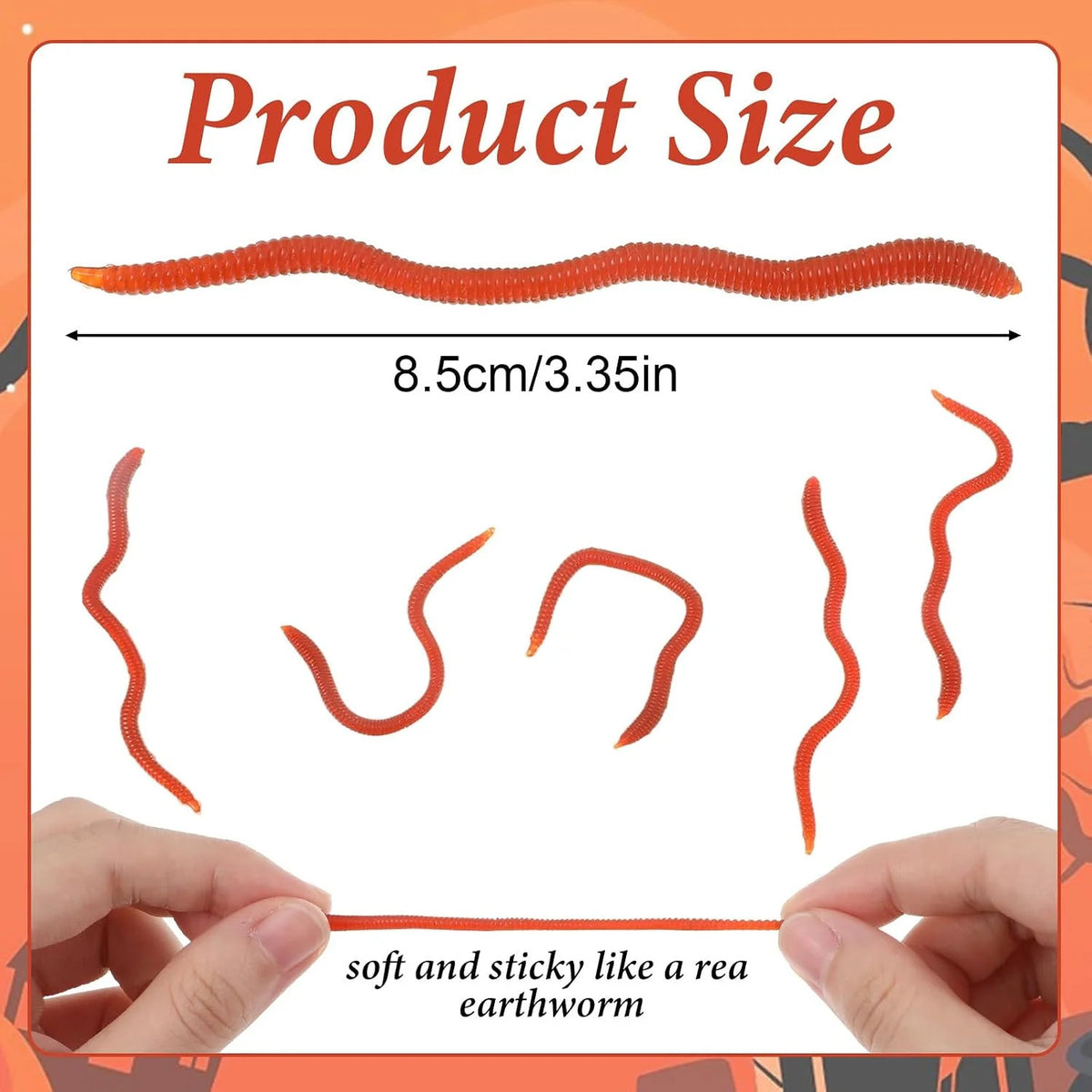 50 Pcs Soft Lure Earthworms for Fishing and Pranks - Realistic Fake Worms