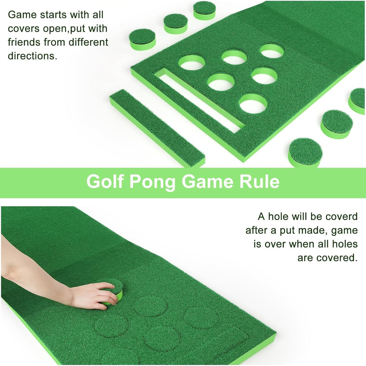Golf Putting Mat Indoor Outdoor Practice Green with Putter & Balls