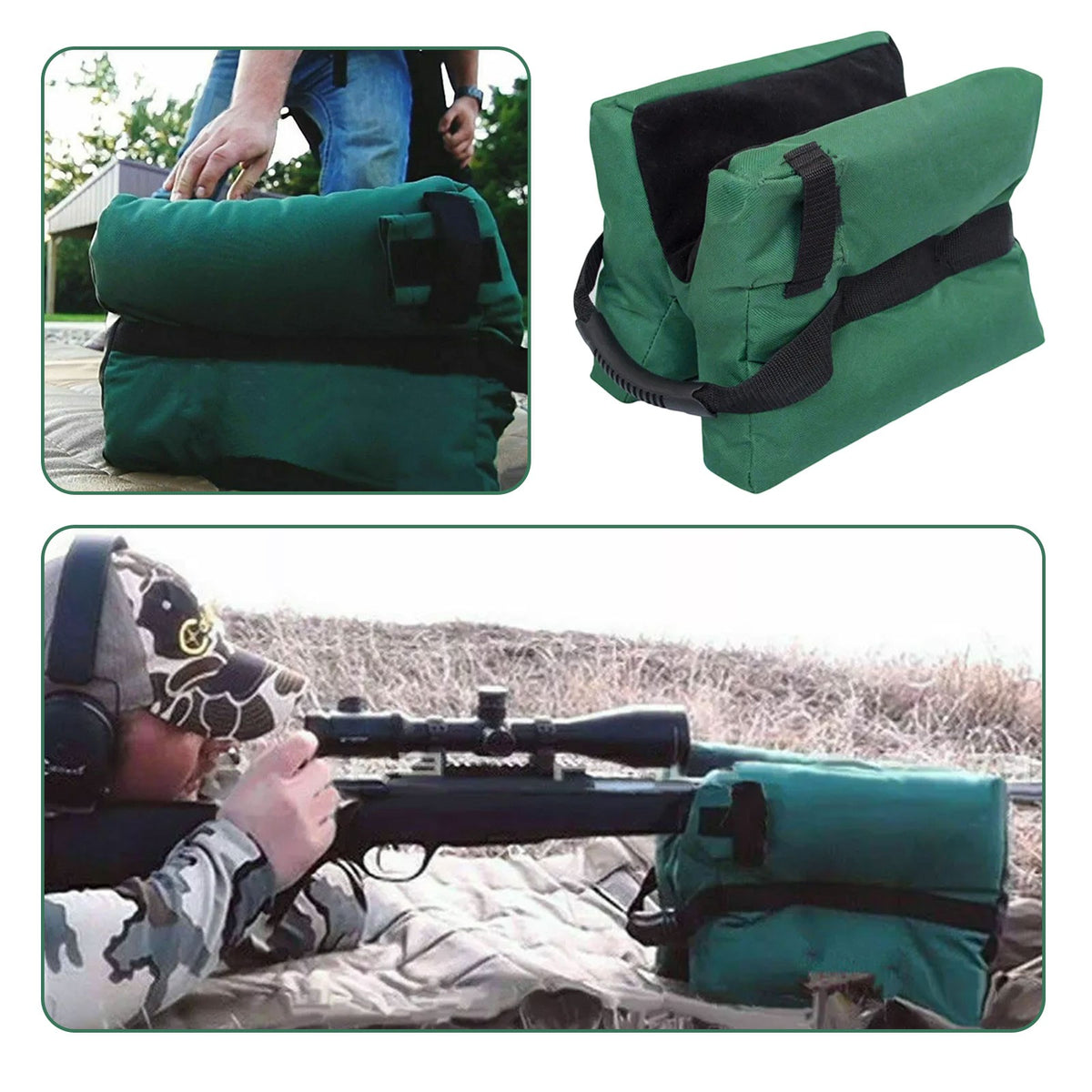 Shooting Range Sand Bag Set Rifle & Shotgun Bench Rest Support