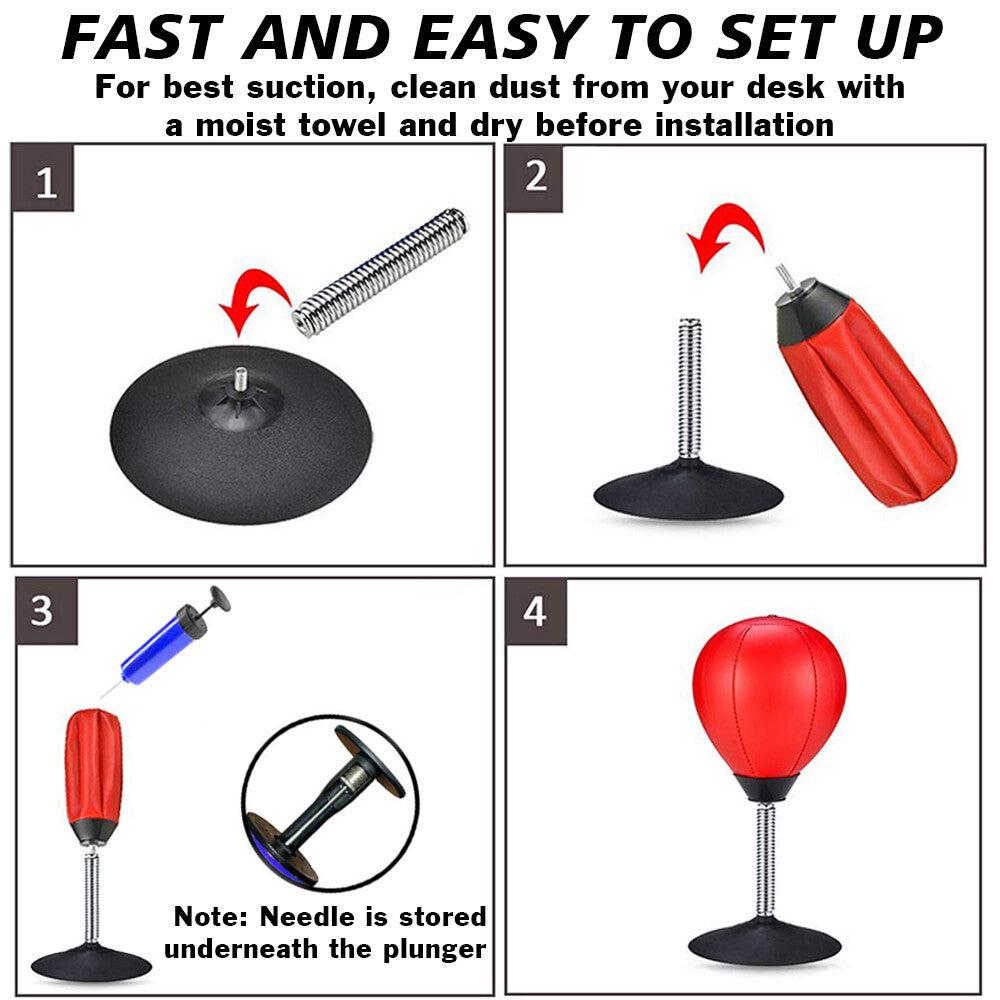Stress Relief Desktop Punching Ball with Air Pump - Tabletop Boxing Bag