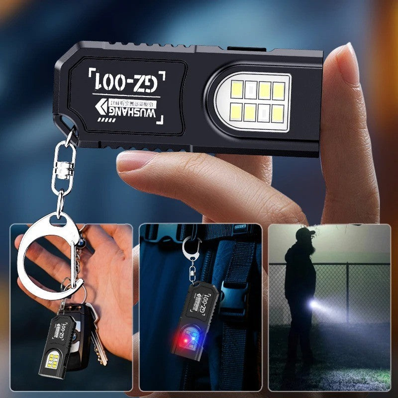 Rechargeable Portable Keychain LED Flashlight with Pen Clip - USB Powered