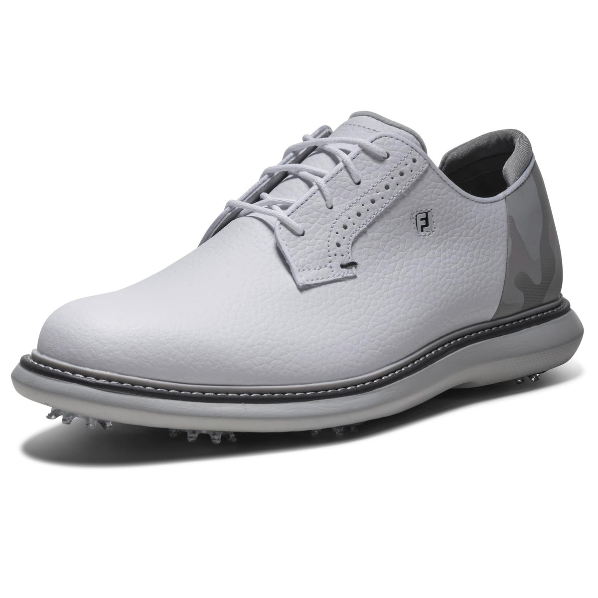 Men's Golf Shoes Waterproof Blucher Leather Size 9.5 White Gray Camo