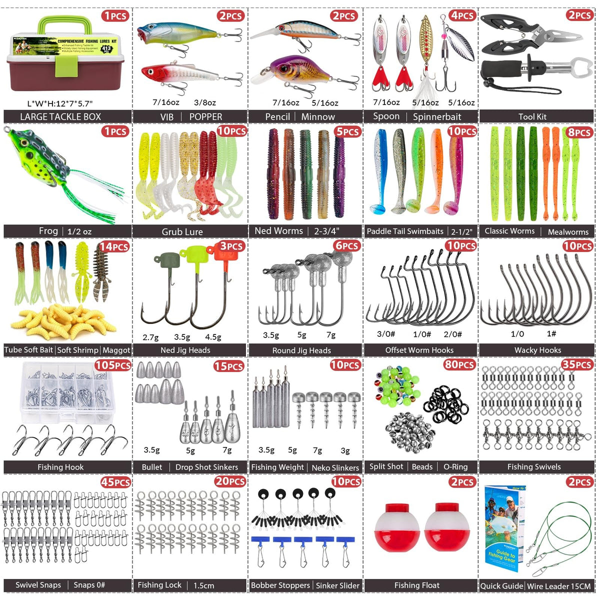Complete Fishing Tackle Kit with Tackle Box Accessories Set for Freshwater & Saltwater Fishing