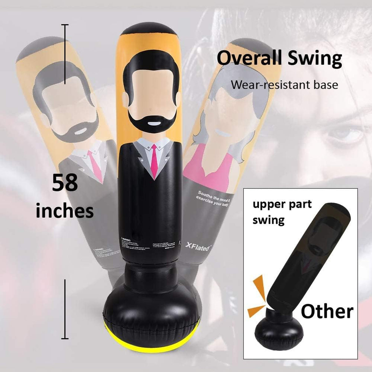 Inflatable Punching Bag for Kids and Adults, 58 Inch Free Standing Boxing Equipment