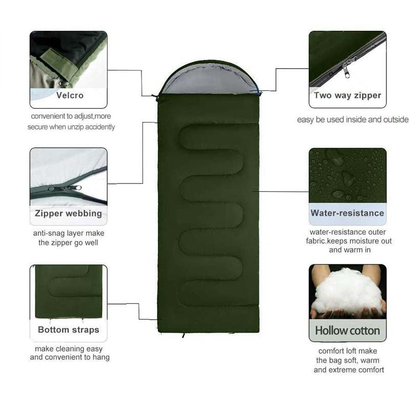 4-Season Waterproof Sleeping Bag for Camping & Hiking - Lightweight, Eco-Friendly