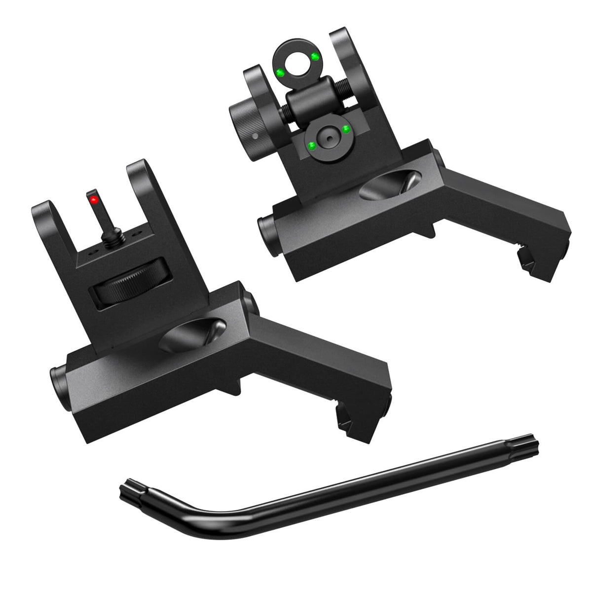 Tactical Fiber Optic Iron Sights 45 Degree Offset Flip Up for Rifles