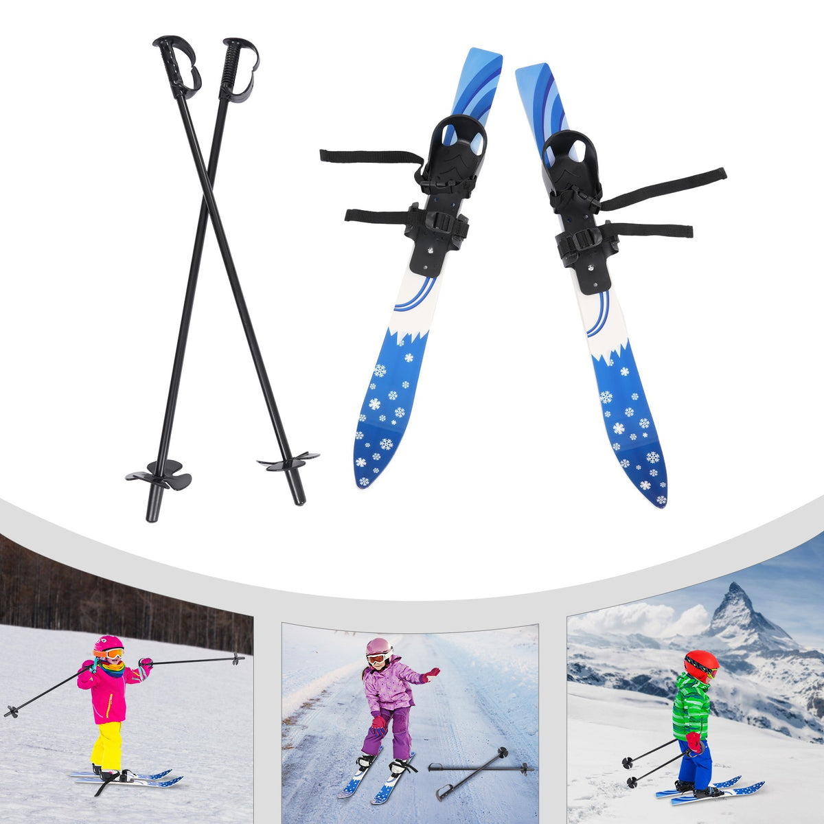 Kids Snow Skis 68x6cm Beginner Ski Set for 2-8 Years Old, Blue