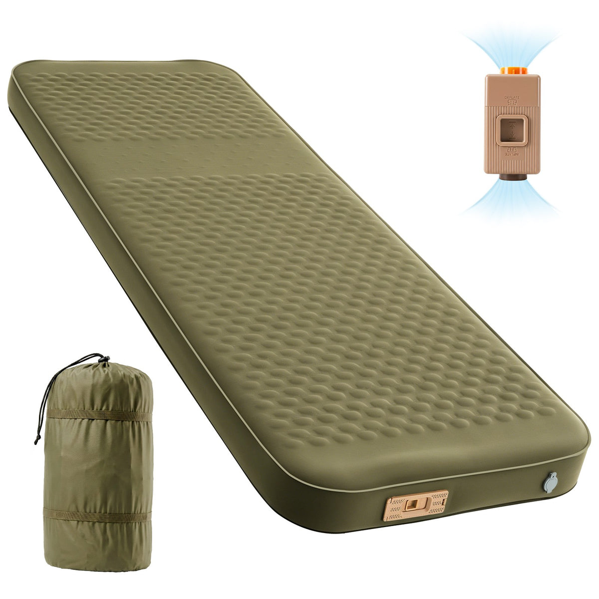 Self-Inflating Sleeping Pad with Memory Foam and Built-In Pump - 4 Inch Thick Camping Mattress