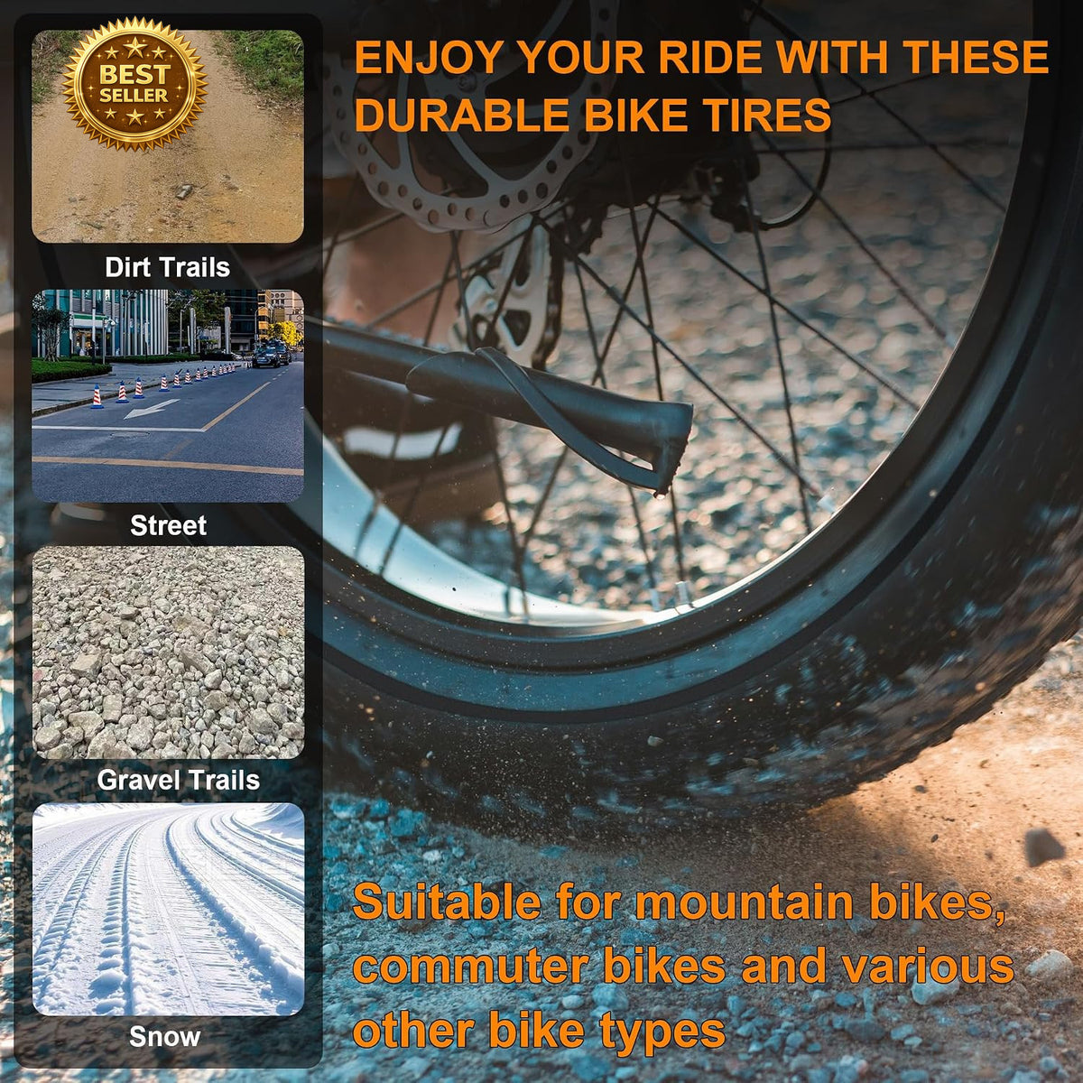 26x4.0 Fat Bike Tire and Inner Tube Set - Mountain & E-Bike Replacement