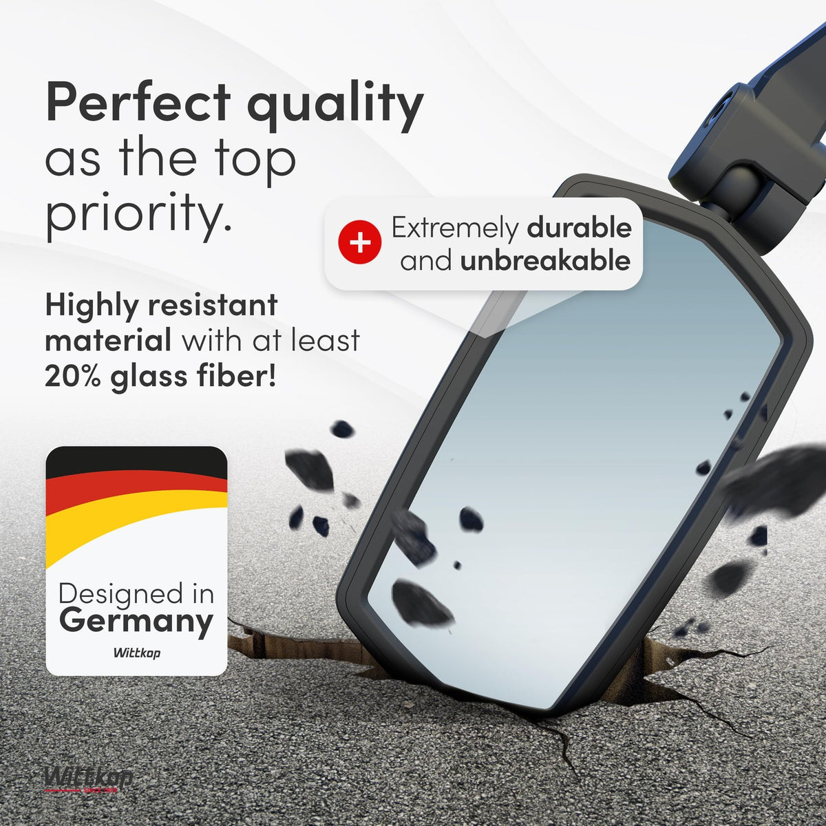 Bike Mirror Large HD 360° Rotatable & Foldable Handlebar Mirror - Durable