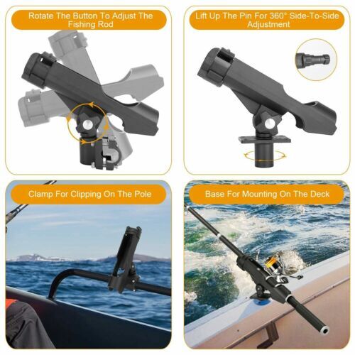 Adjustable Boat Fishing Rod Holder Set - 4 Pack for Kayaks & Boats