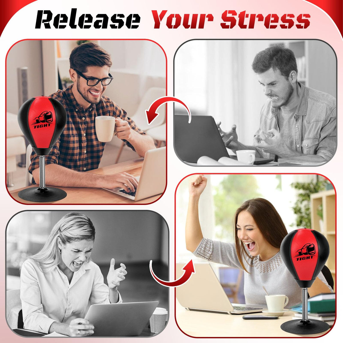 Desktop Stress Relief Punching Bag with Suction Cup and Speed Balls