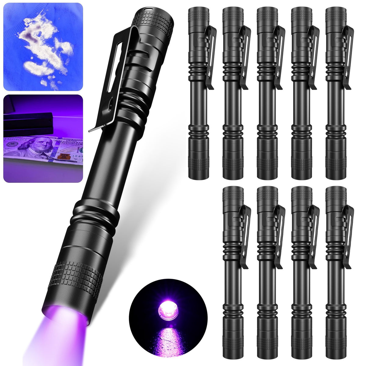 UV Flashlight Penlight Waterproof Pocket Torch for Stain Detection