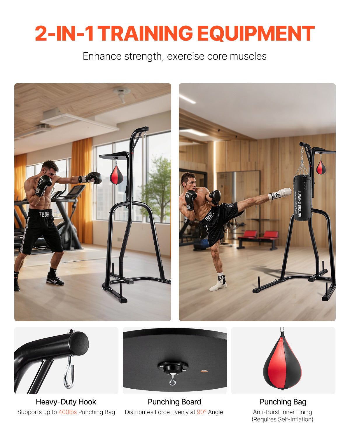 Heavy Duty Punching Bag Stand with Steel Frame for Boxing & Fitness