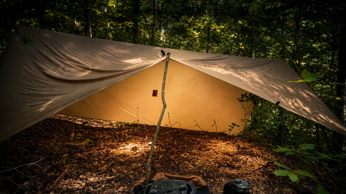 Waterproof Camping Tarp System with Reinforced Tie-Outs - 3x3 M Ripstop Shelter