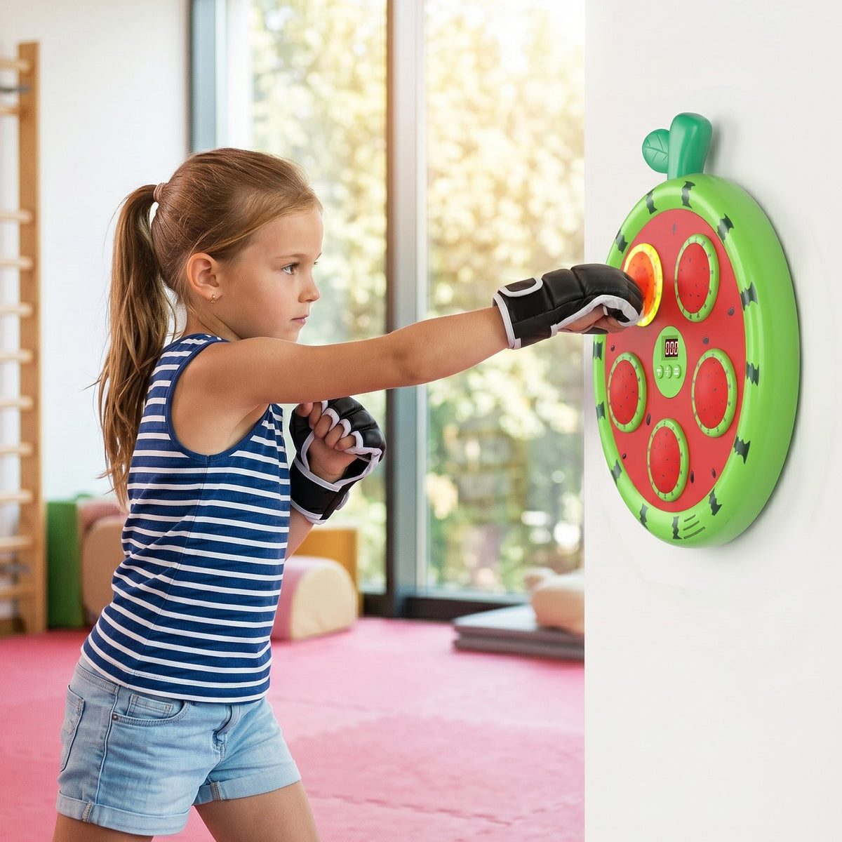 Kids Smart Boxing Machine with Bluetooth Music Wall Mount - Watermelon Shape