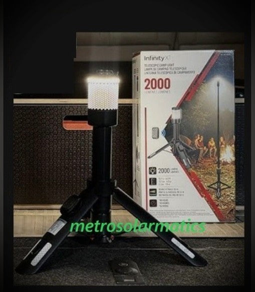 2000 Lumen Telescopic Camping Light with Remote Control and Solar Charging