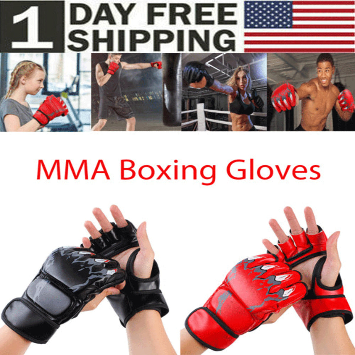 Boxing Gloves MMA Kickboxing Sparring Punching Bag Training Gear