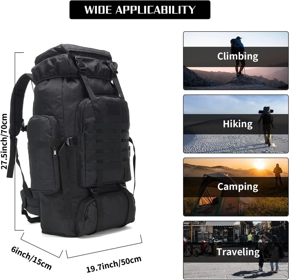 High-Capacity Outdoor Tactical Hiking Backpack Waterproof Camping Rucksack