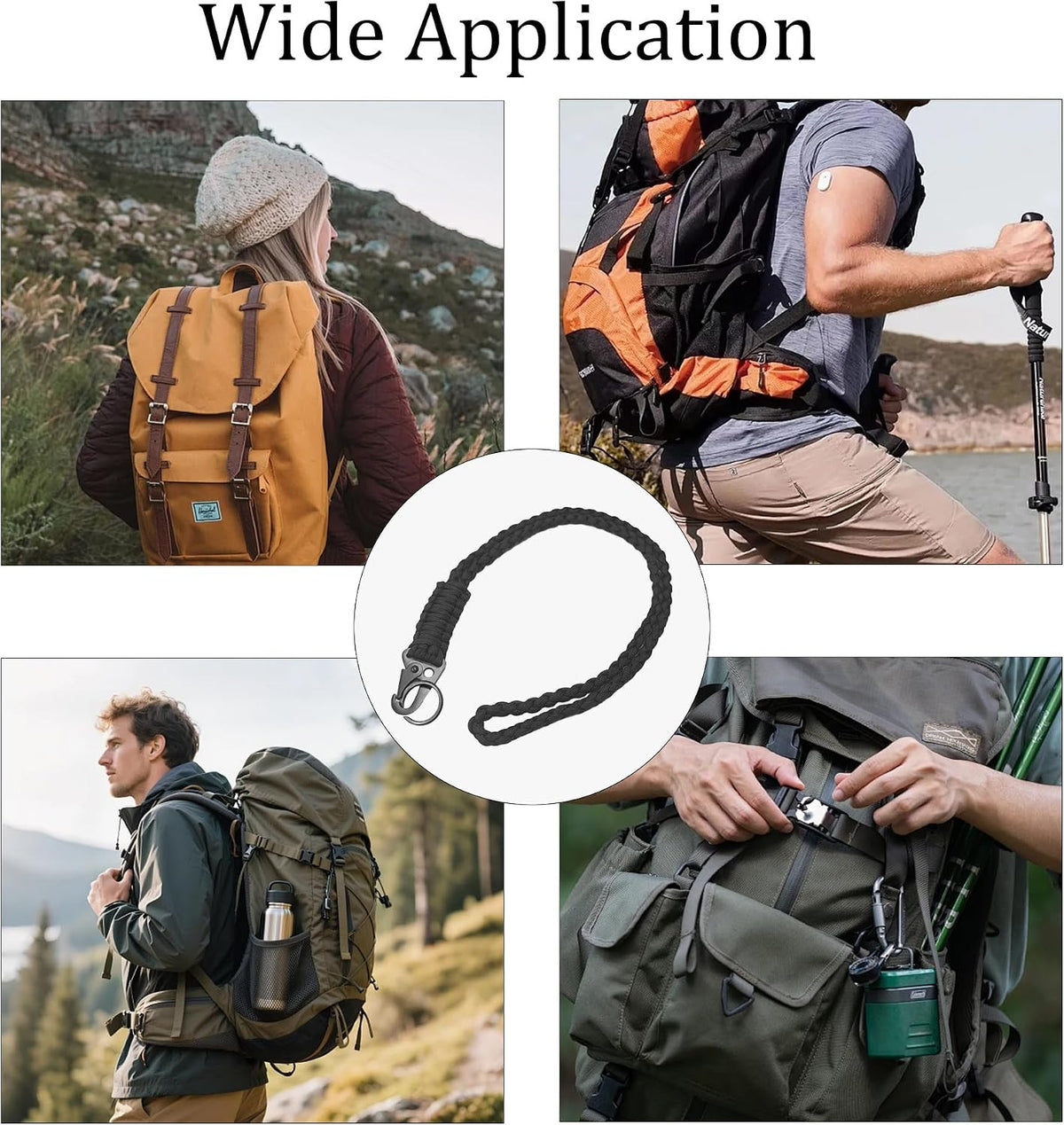 Braided Paracord Neck Lanyard Keychain with Clip for Outdoor Survival